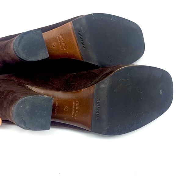 MIU MIU Chocolate Brown Suede Pumps Heels - Picture 10 of 11